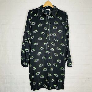 Bimba y Lola Eye Dress Womens Medium Black Polka Dots Lightweight Shirt Dress